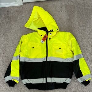 New Men’s 2 tone reversible black and yellow safety apparel jacket